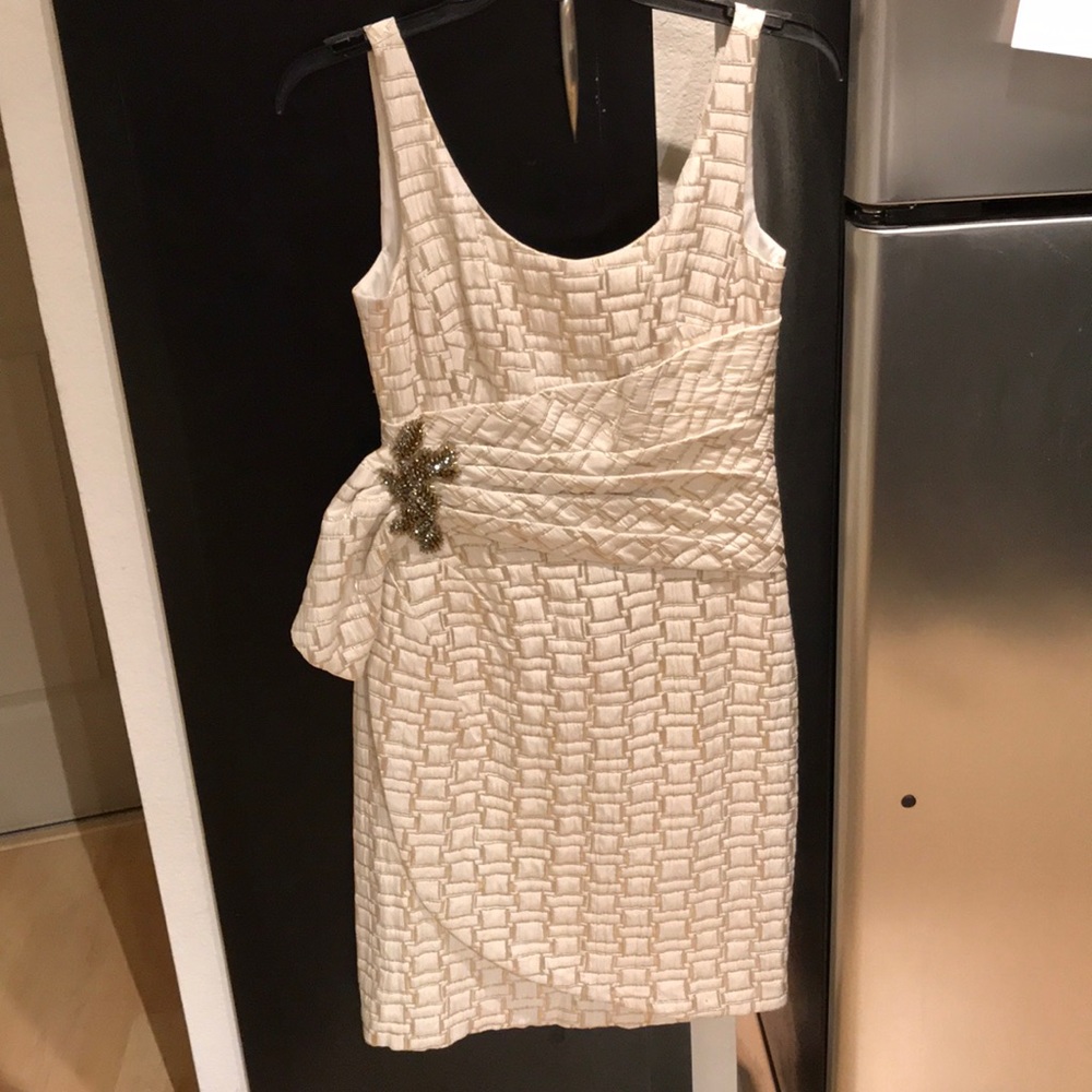 Formal or prom dress gold and white